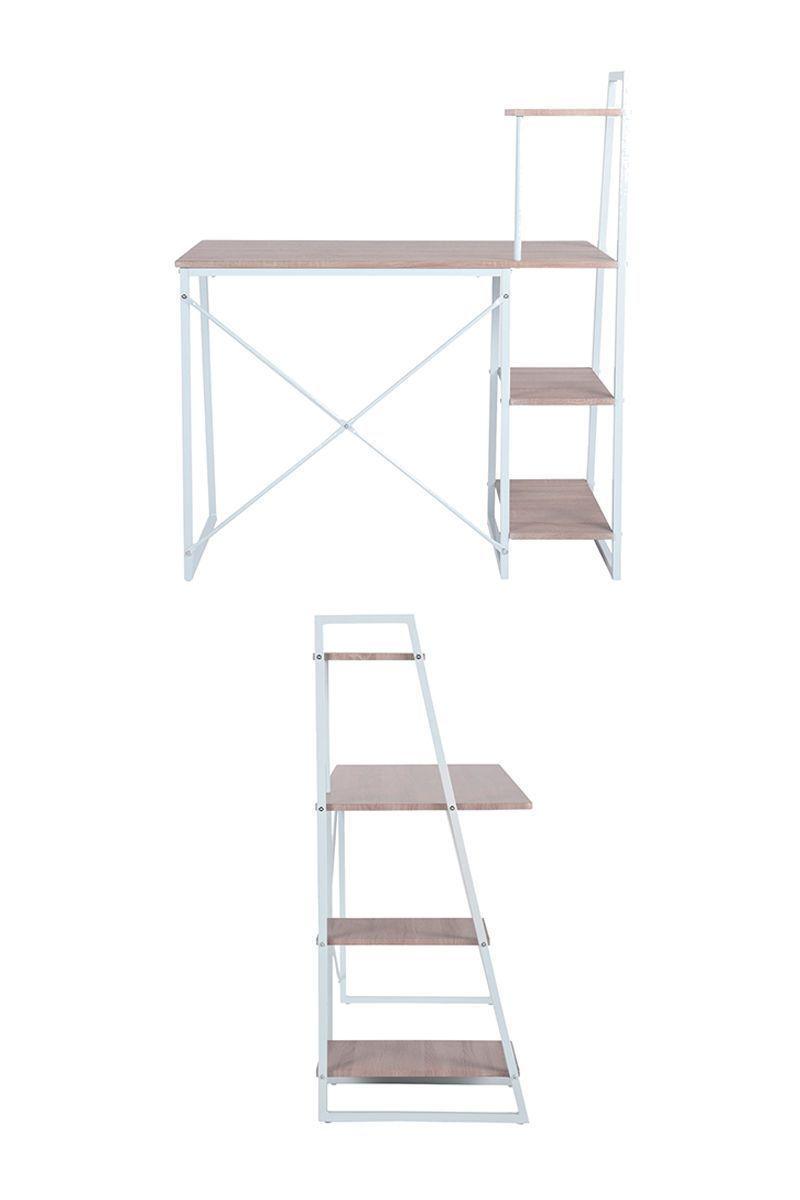 Escritorio con Repisas Cerezo 117x50x102 cm Blanco-3