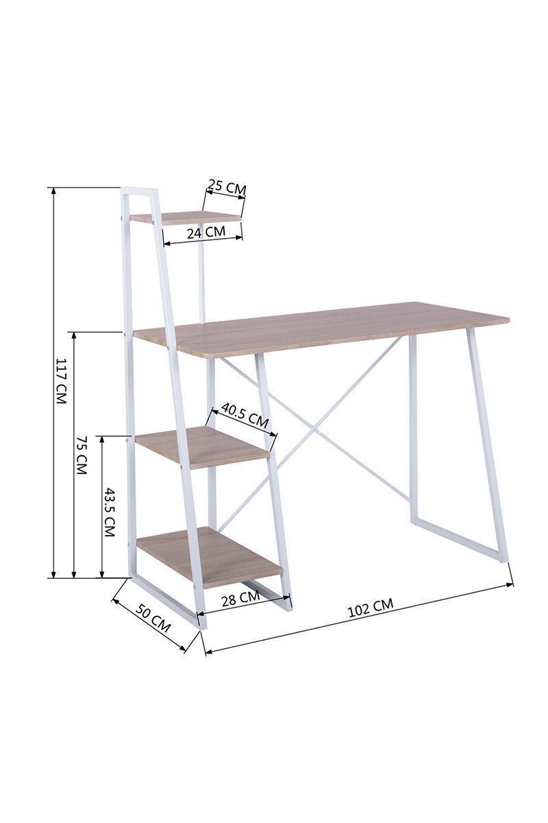 Escritorio con Repisas Cerezo 117x50x102 cm Blanco-2