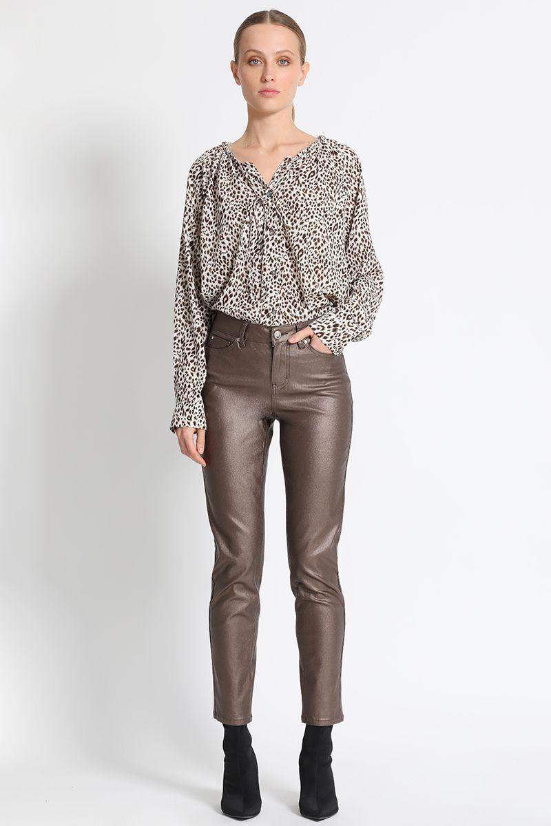 Pantalón Skinny Tiro Medio Cafe Liola-0
