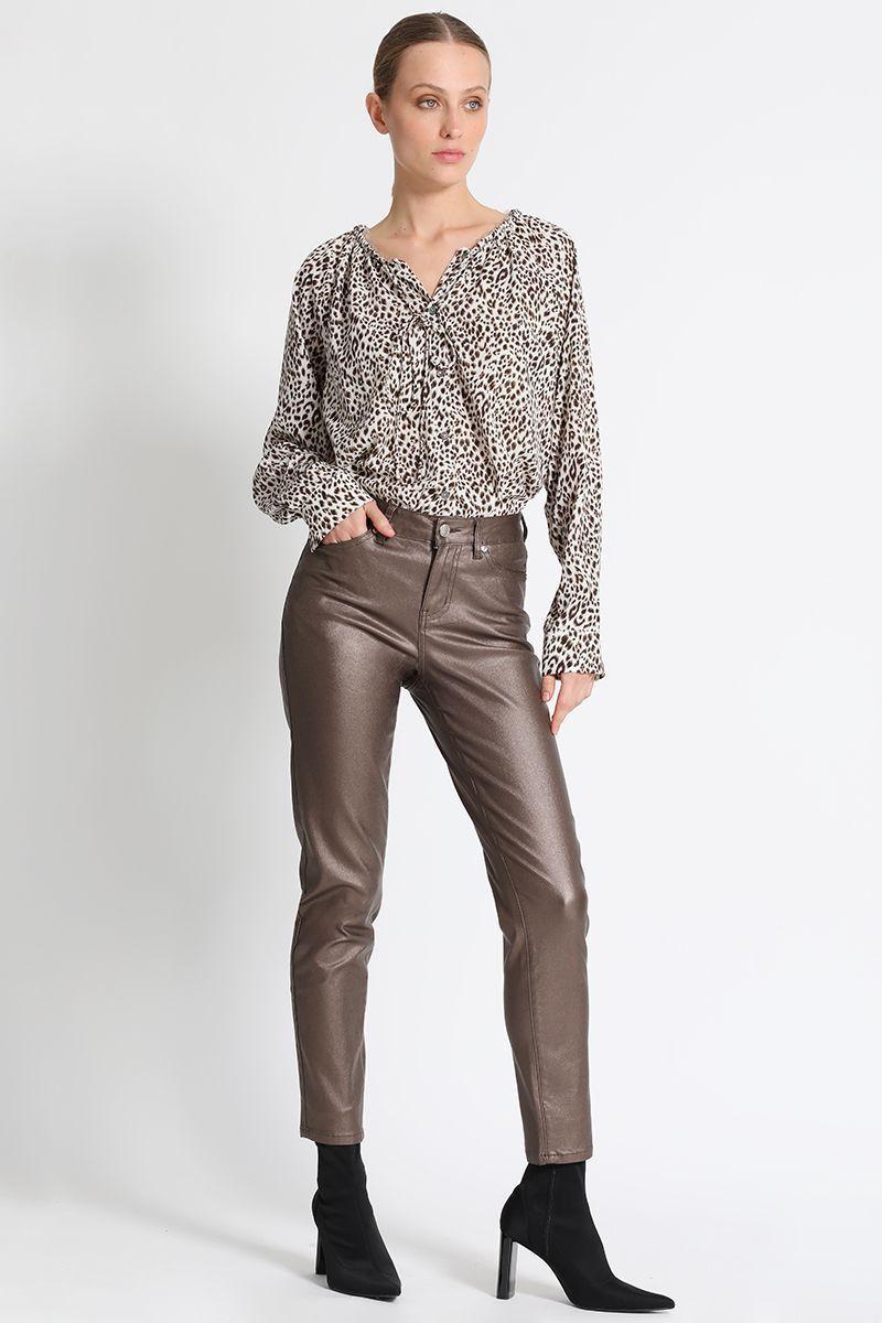 Pantalón Skinny Tiro Medio Cafe Liola-4
