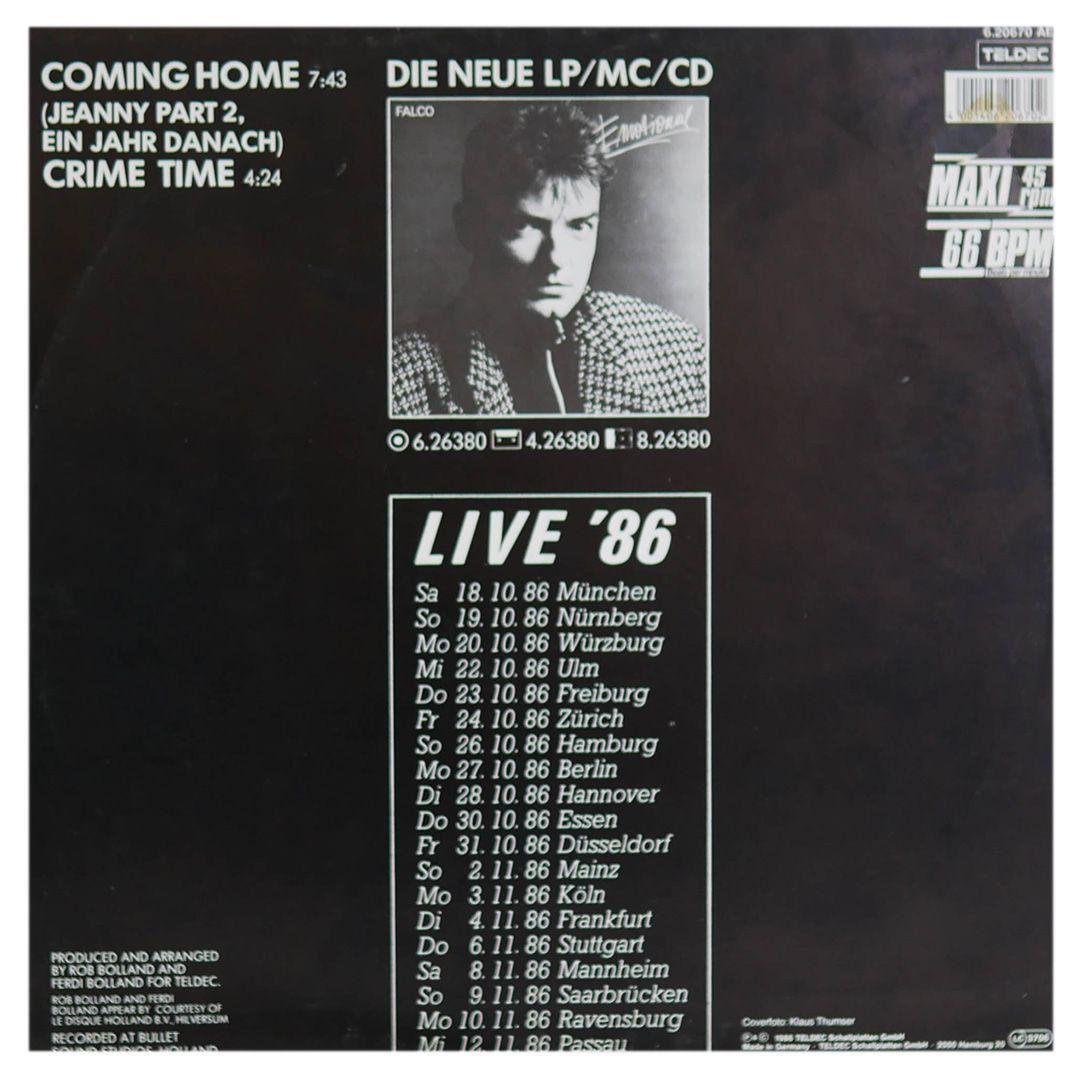 FALCO  - COMING HOME (JEANNY PART 2) 12" MAXI SINGLE VINILO USADO-1