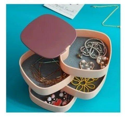 Organizador De Joyas Rotativo Con Espejo Y 4 Compartimientos-4