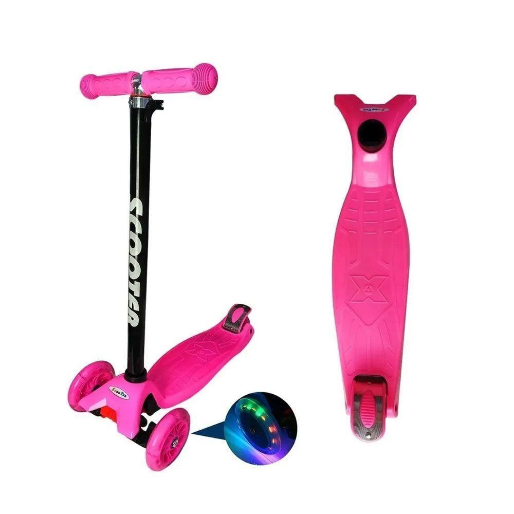 Monopatin Scooter Xl 4 Ruedas Luz Led Para Niños  -0