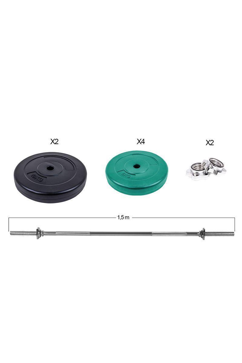 Pack Pesas Barra Recta 1,5m + 40 Kg Discos Color-2