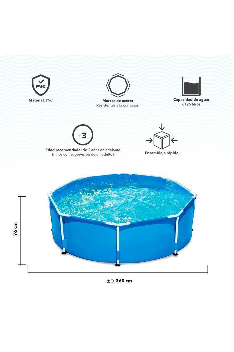 Piscina Redonda Estructura Acero 6.125L 360x76cm-2