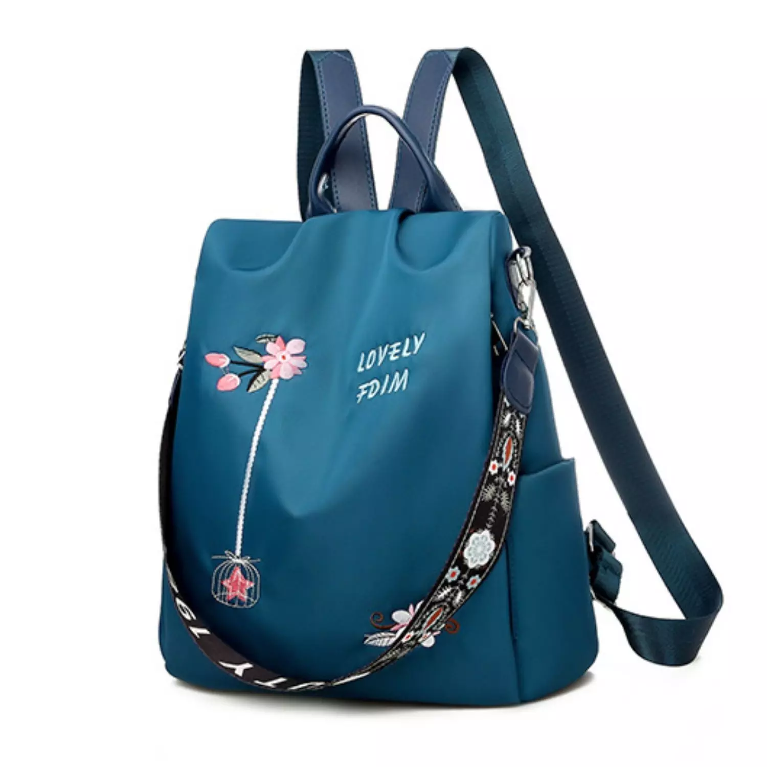 Mochila Antirrobo Cartera Impermeable Mujer Verde Bordado-0