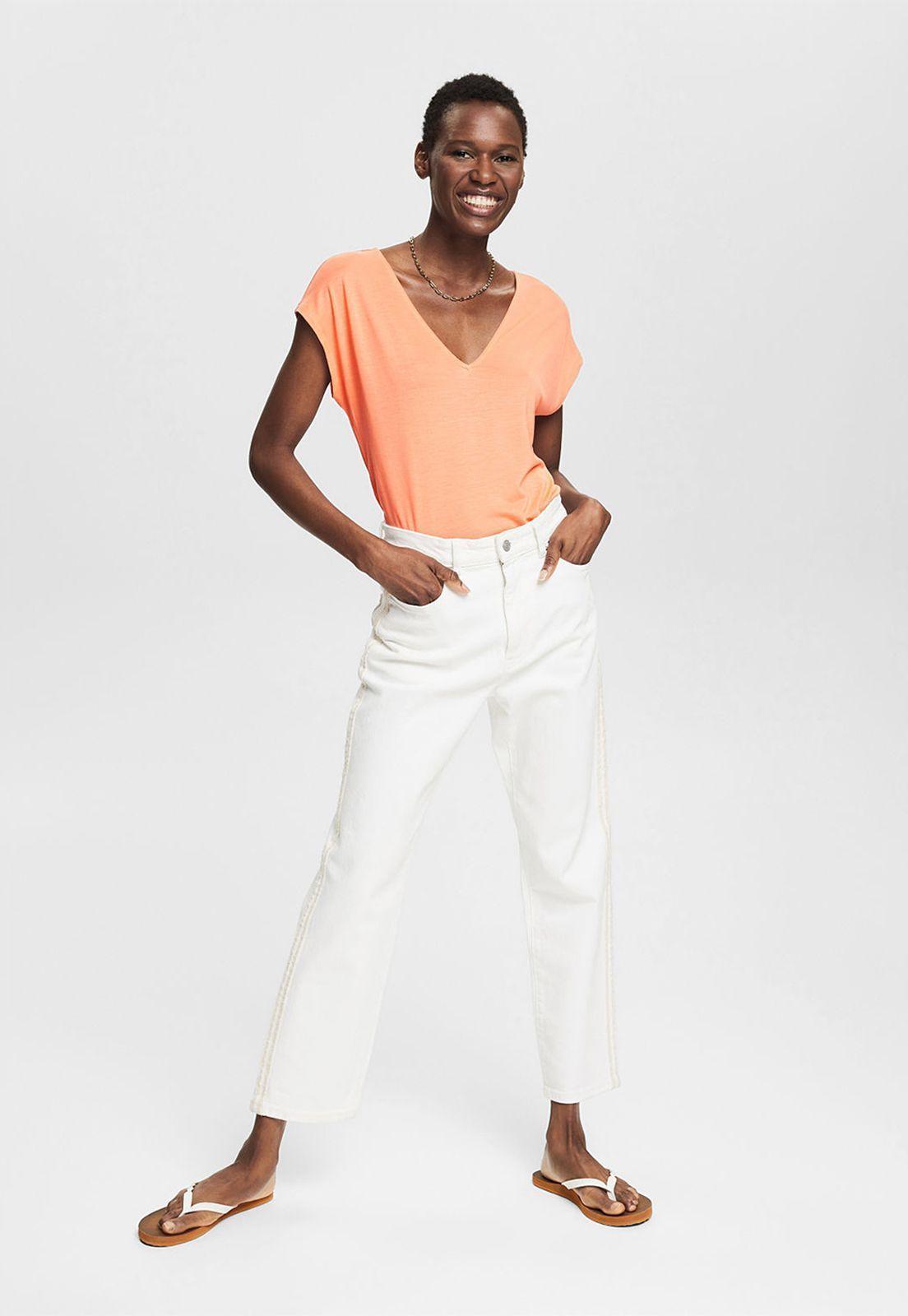 Polera Con Cuello En V Esprit Naranja-2