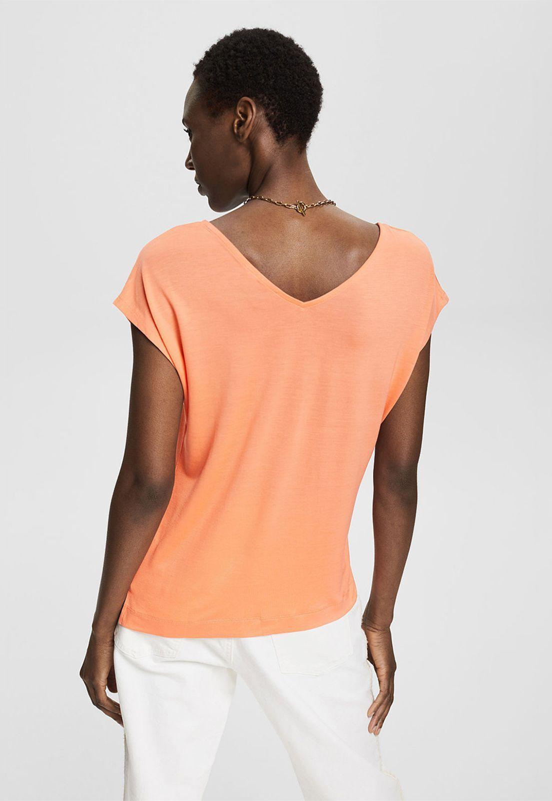 Polera Con Cuello En V Esprit Naranja-1