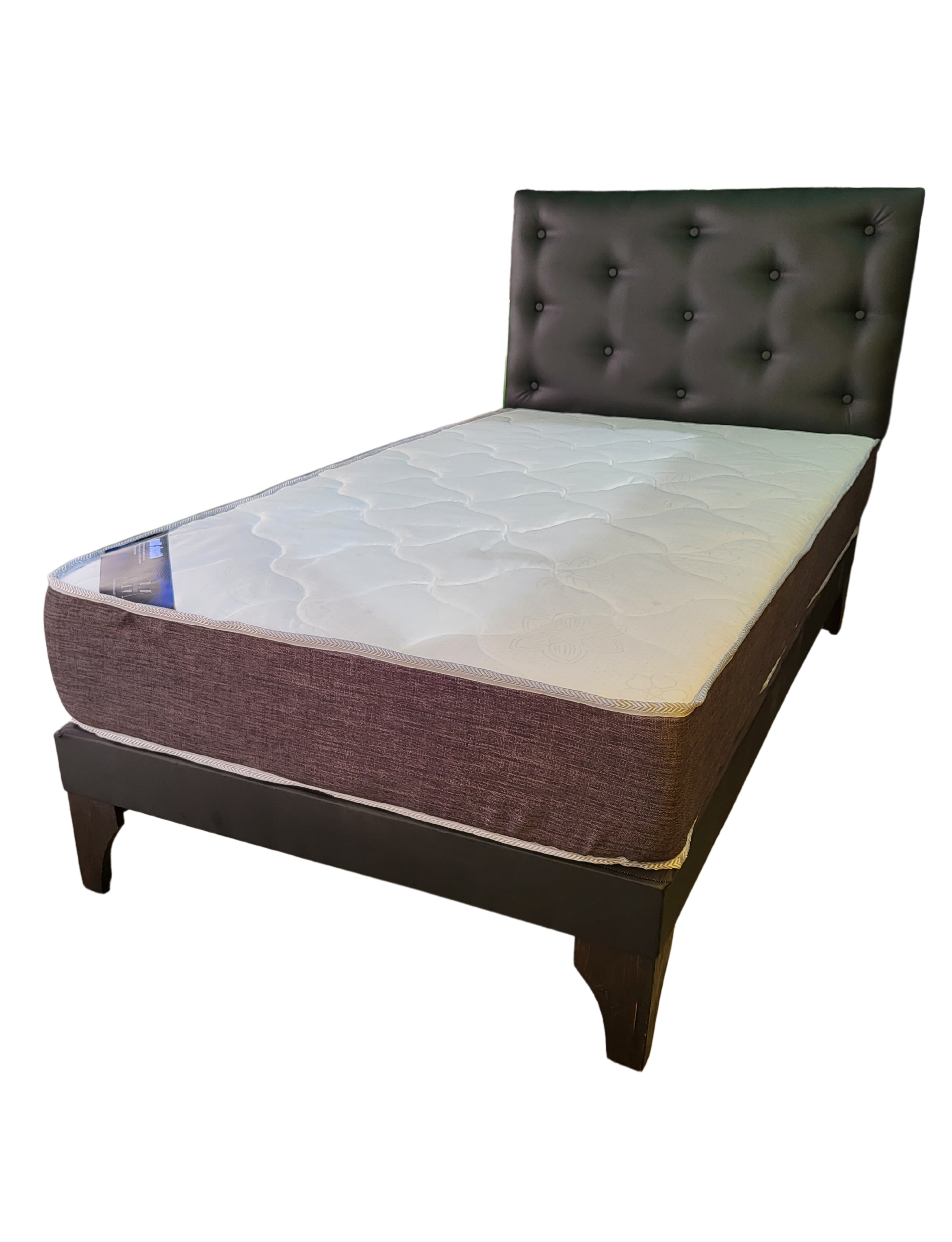 CAMA EUROPEA RIMAR 1.5P NEGRA CUERO PU-2