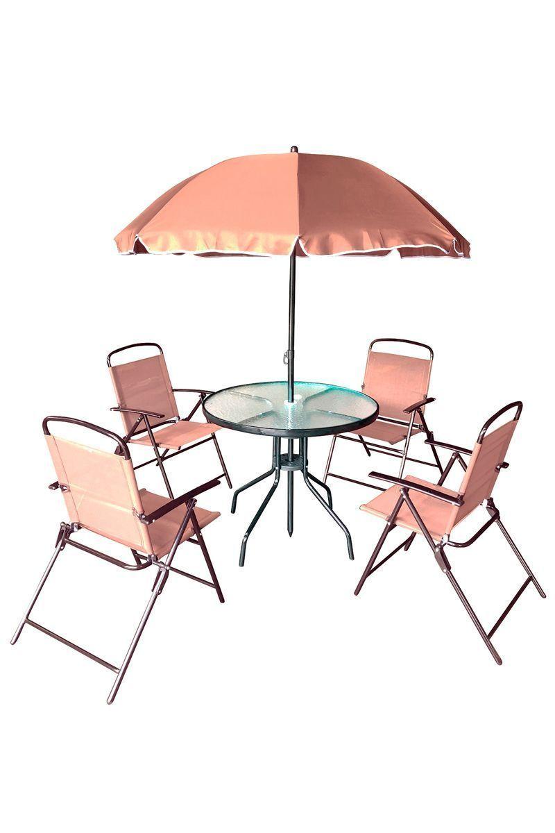 Juego de comedor plegable parasol rosa oscuro-0