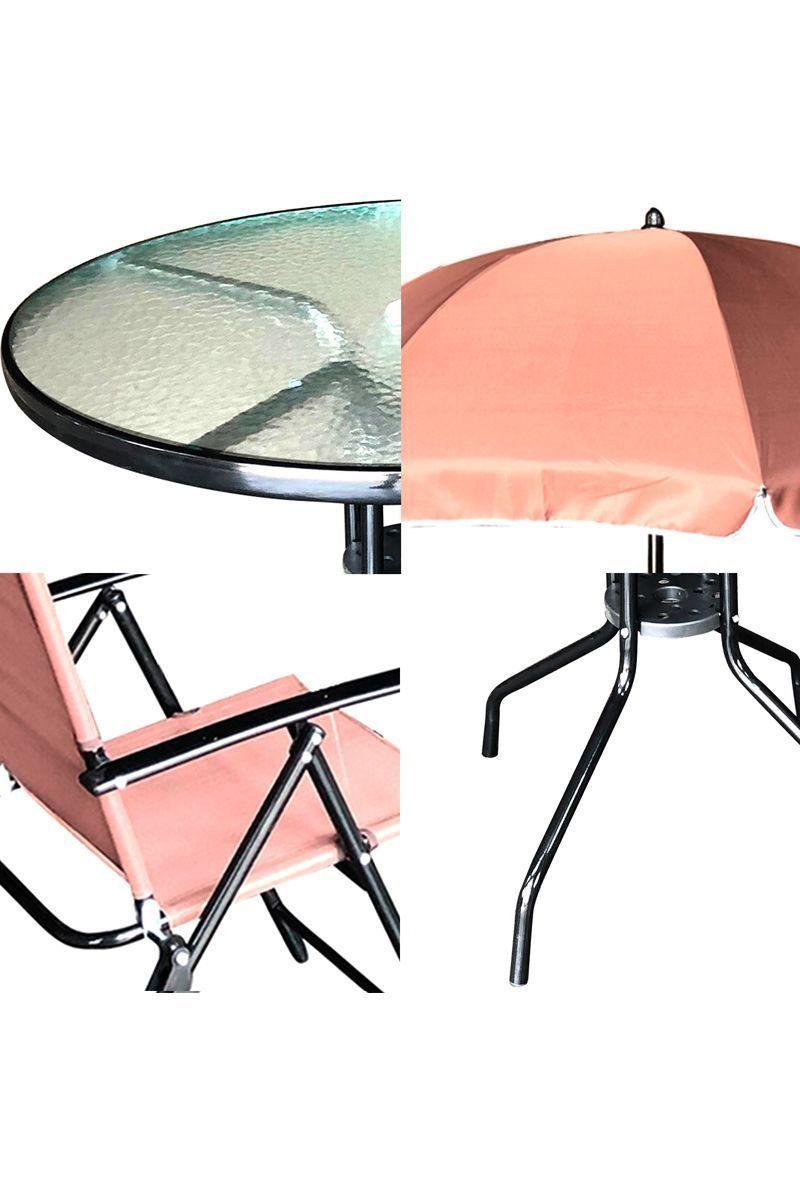 Juego de comedor plegable parasol rosa oscuro-5