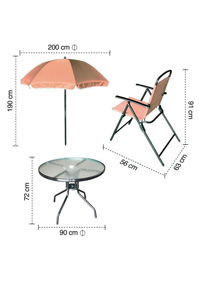 Juego de comedor plegable parasol rosa oscuro-2