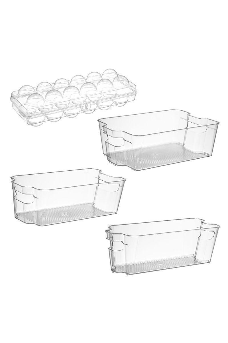 Set 3 Contenedores + 1 Organizador Huevos Refrigerador-0
