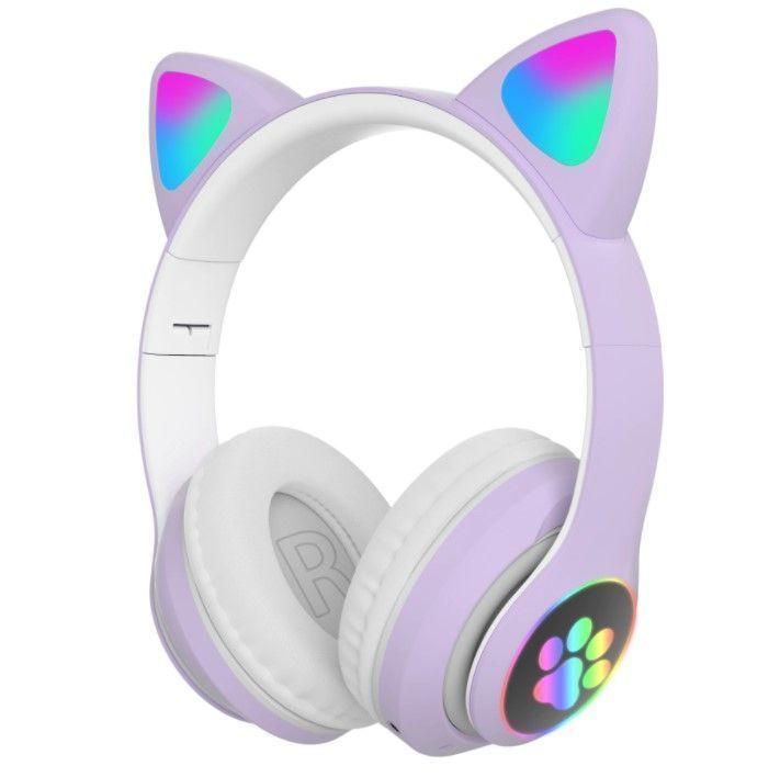 Audífonos Inalámbricos Bluetooth Rgb Orejas Gato Niña V-23m-3