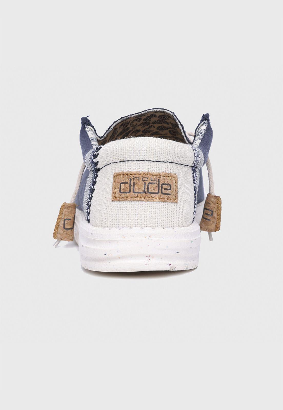 Zapato Wally Linen Natural Navy Hombre Heydude-4