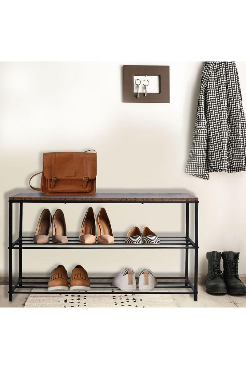 Zapatera 3 Niveles Metal Negro-1