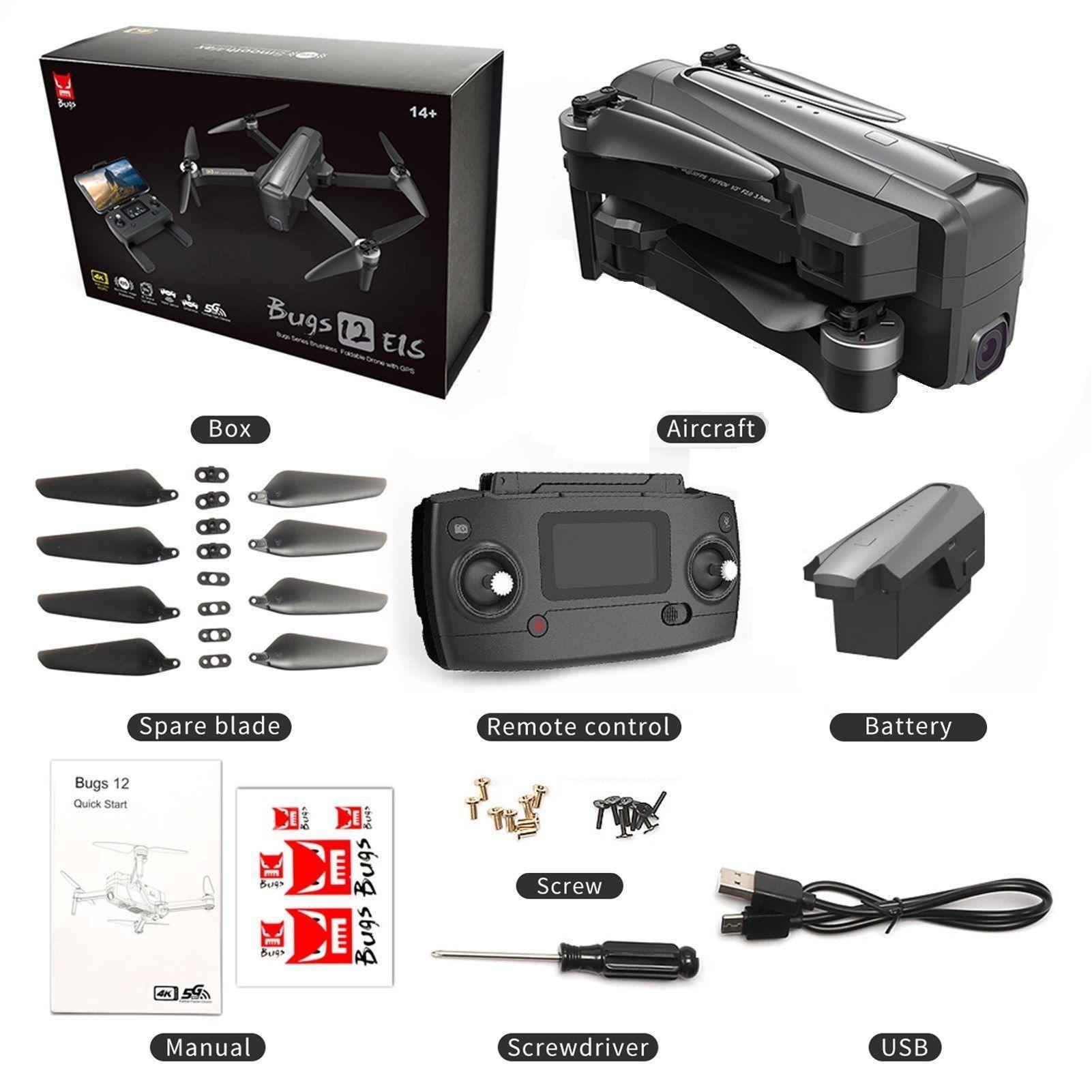 Drone GPS MJX Bugs 12 EIS, B12 WIFI 5G 4K-1