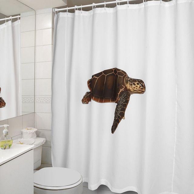 Cortina para Baño Estampada Tortuga con Forro-2