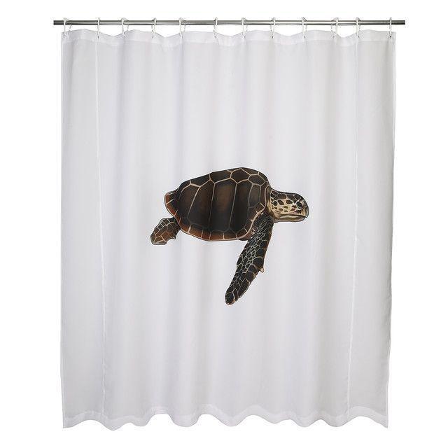 Cortina para Baño Estampada Tortuga con Forro-0