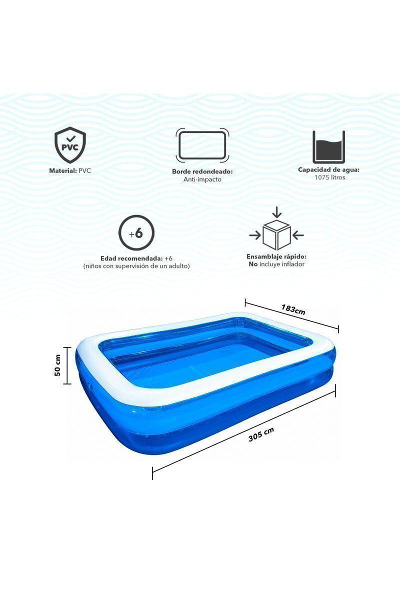 Piscina Rectangular Inflable 1.075L 50x183x305 cm-2