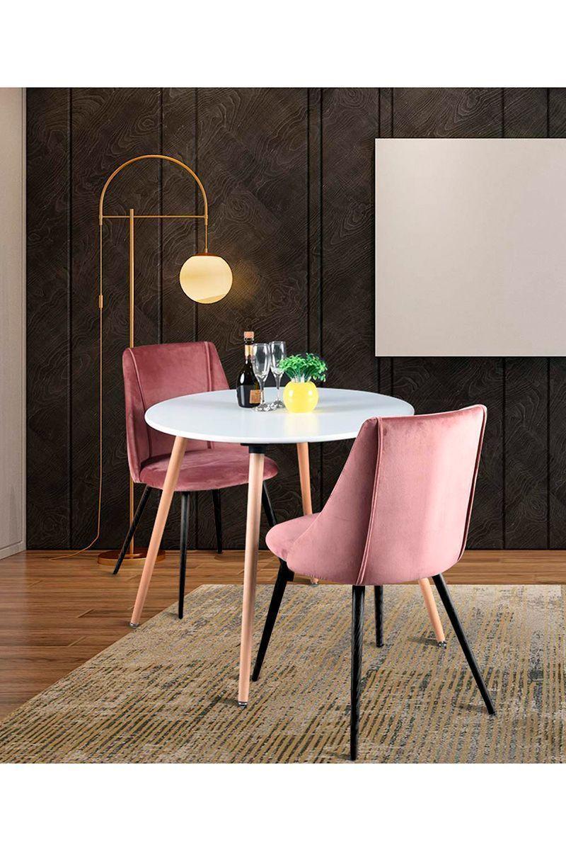 Pack 2 - Silla Comedor Sitial Terciopelo - Rosado-1
