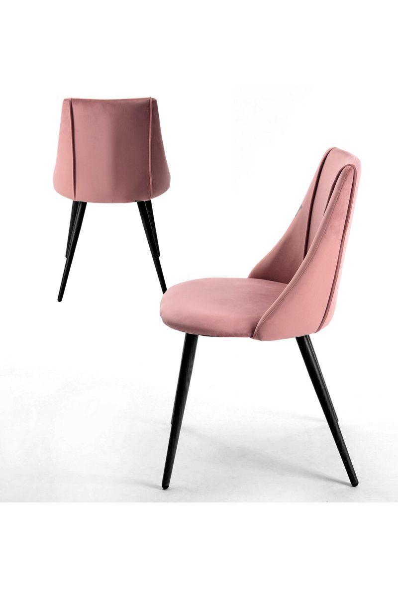Pack 2 - Silla Comedor Sitial Terciopelo - Rosado-3