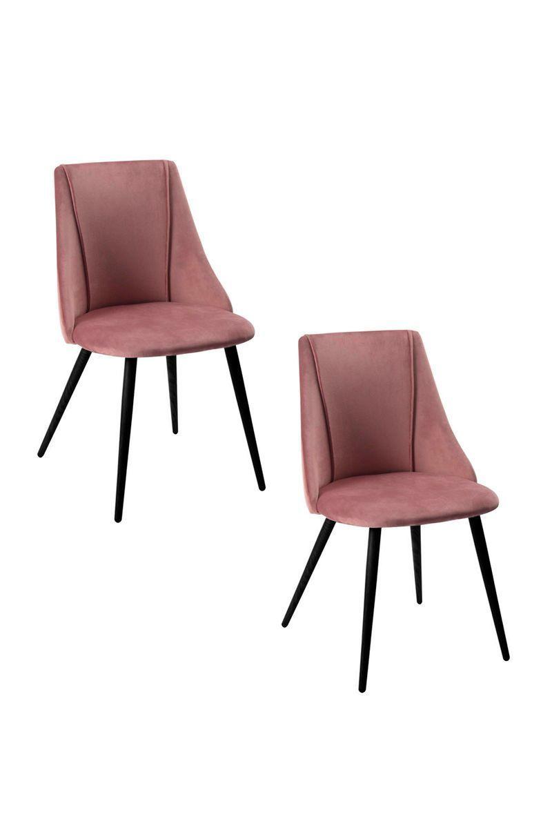 Pack 2 - Silla Comedor Sitial Terciopelo - Rosado-0