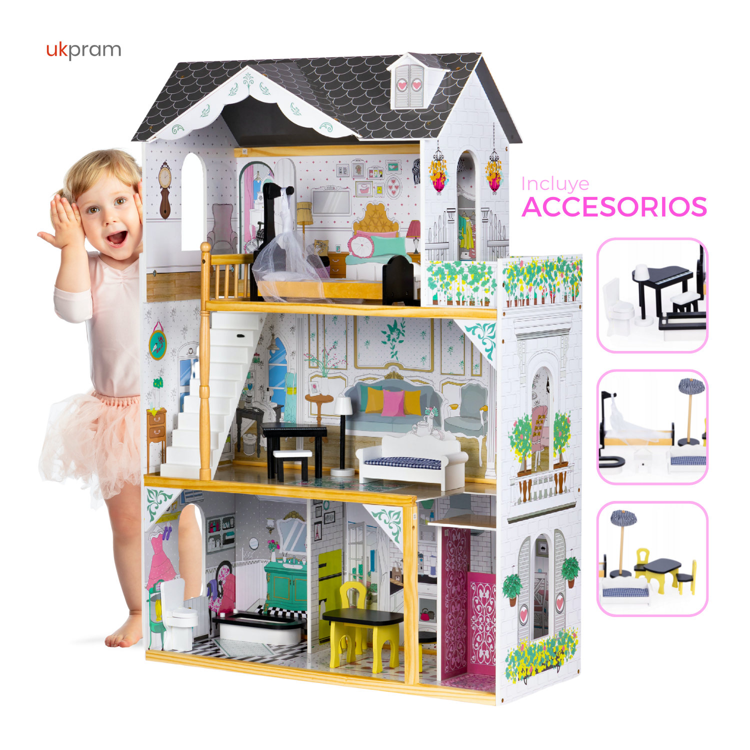 CASITA DE MUÑECAS DE MADERA  VICTORIANA | UKPRAM-0