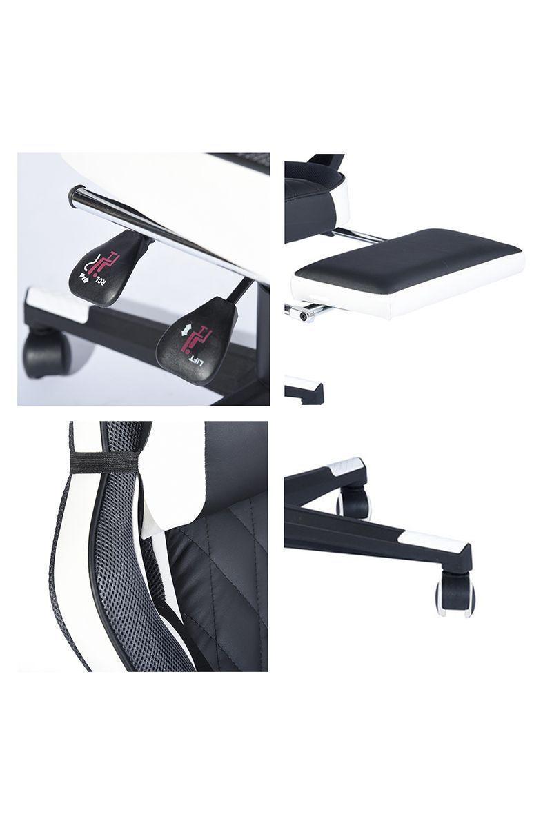 Silla Gamer Reclinable 150° Reposapiés Blanco-5