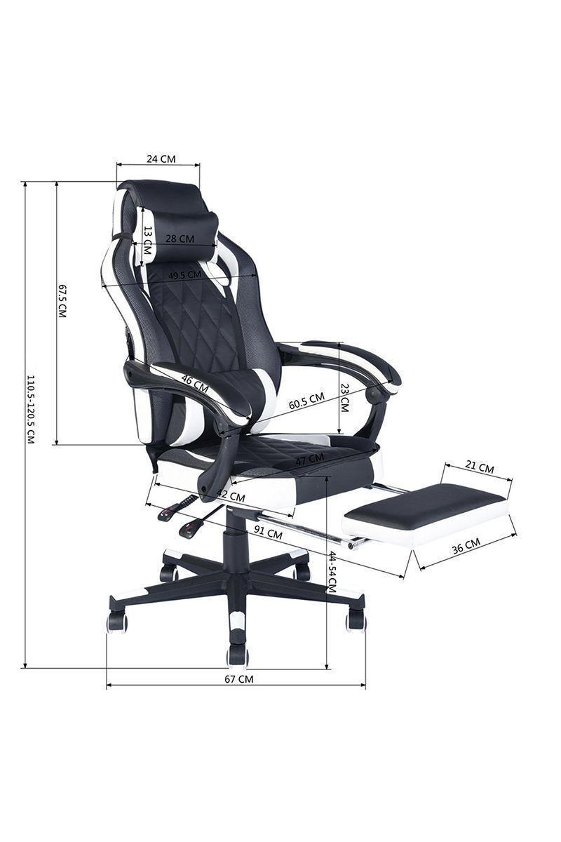 Silla Gamer Reclinable 150° Reposapiés Blanco-2