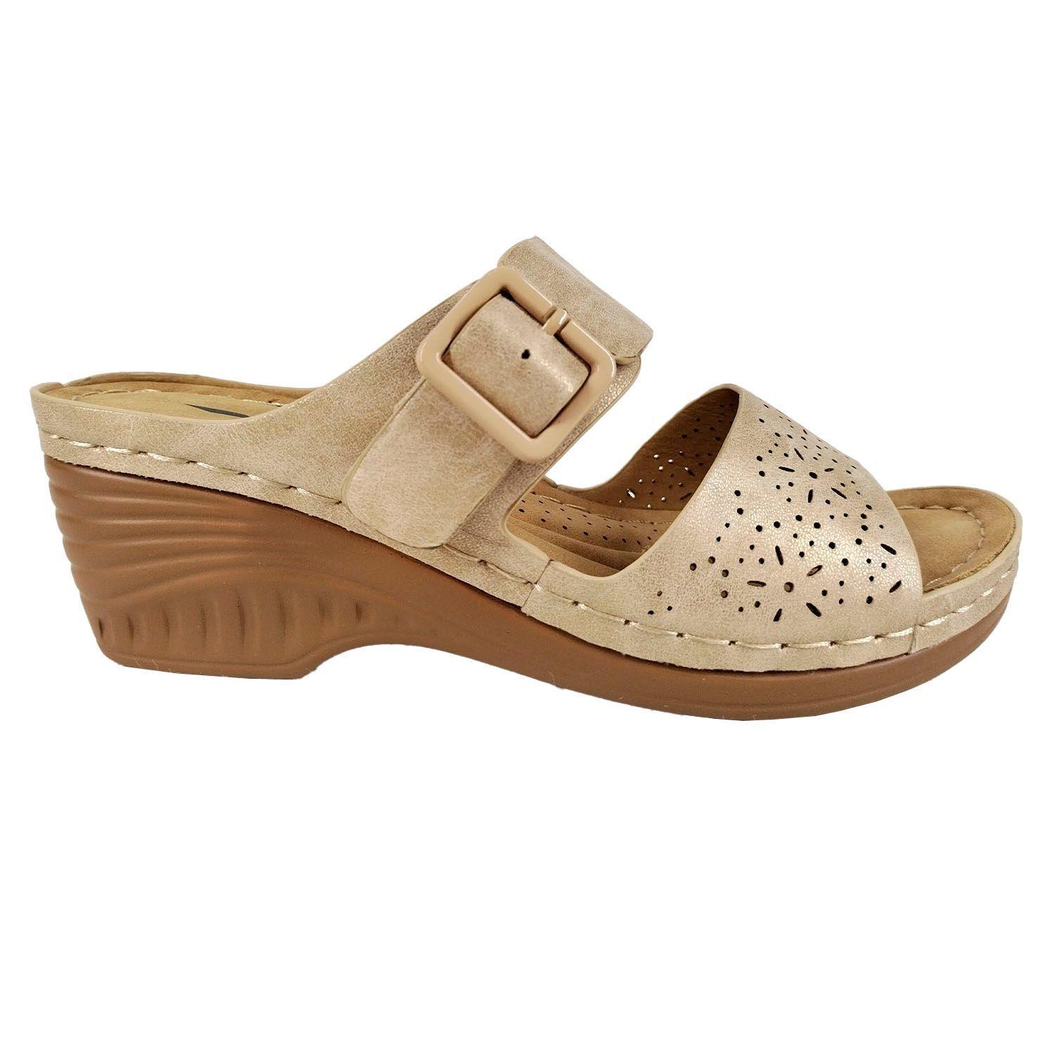 Sandalias Con Taco Medio De Mujer 22-4 Beige-0