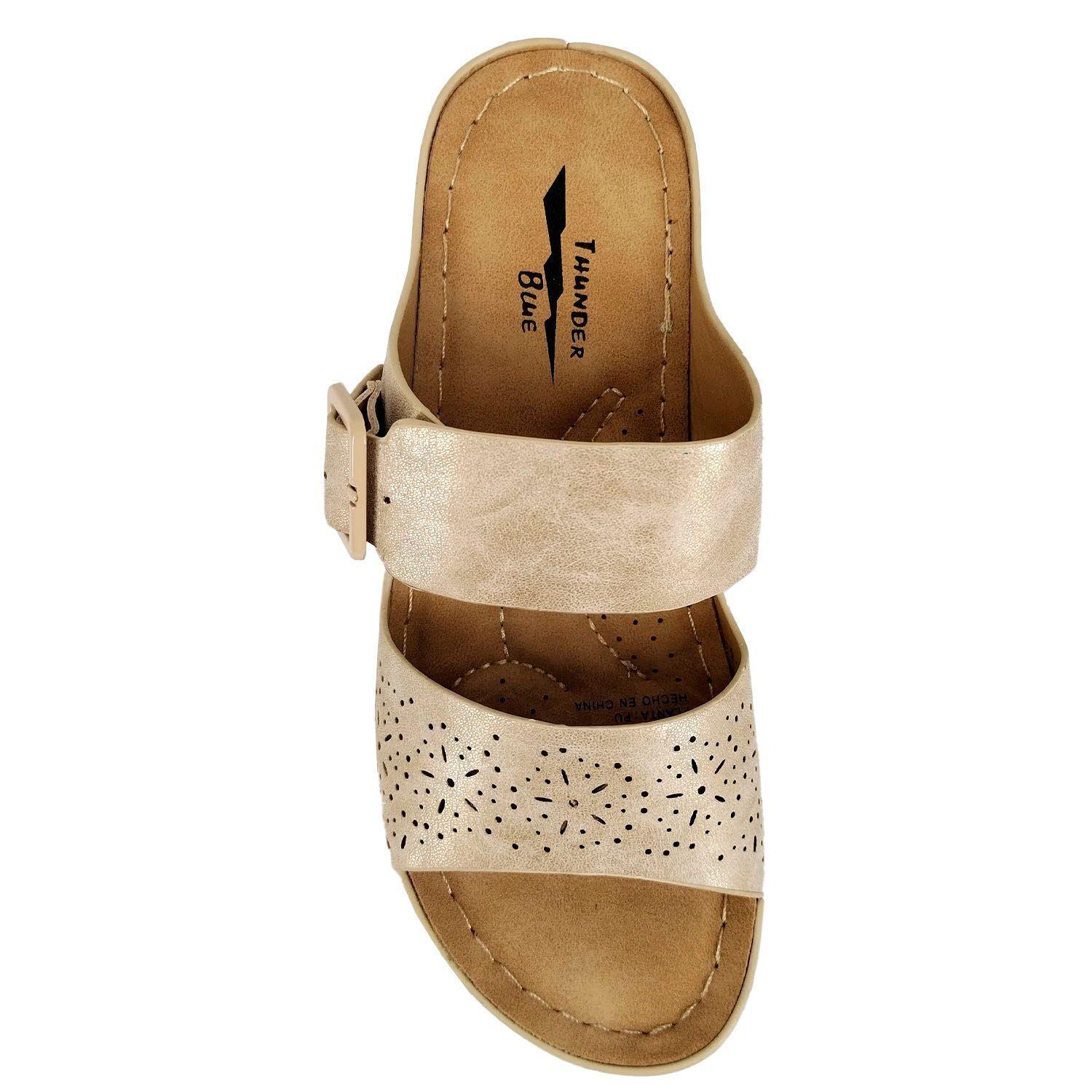 Sandalias Con Taco Medio De Mujer 22-4 Beige-3