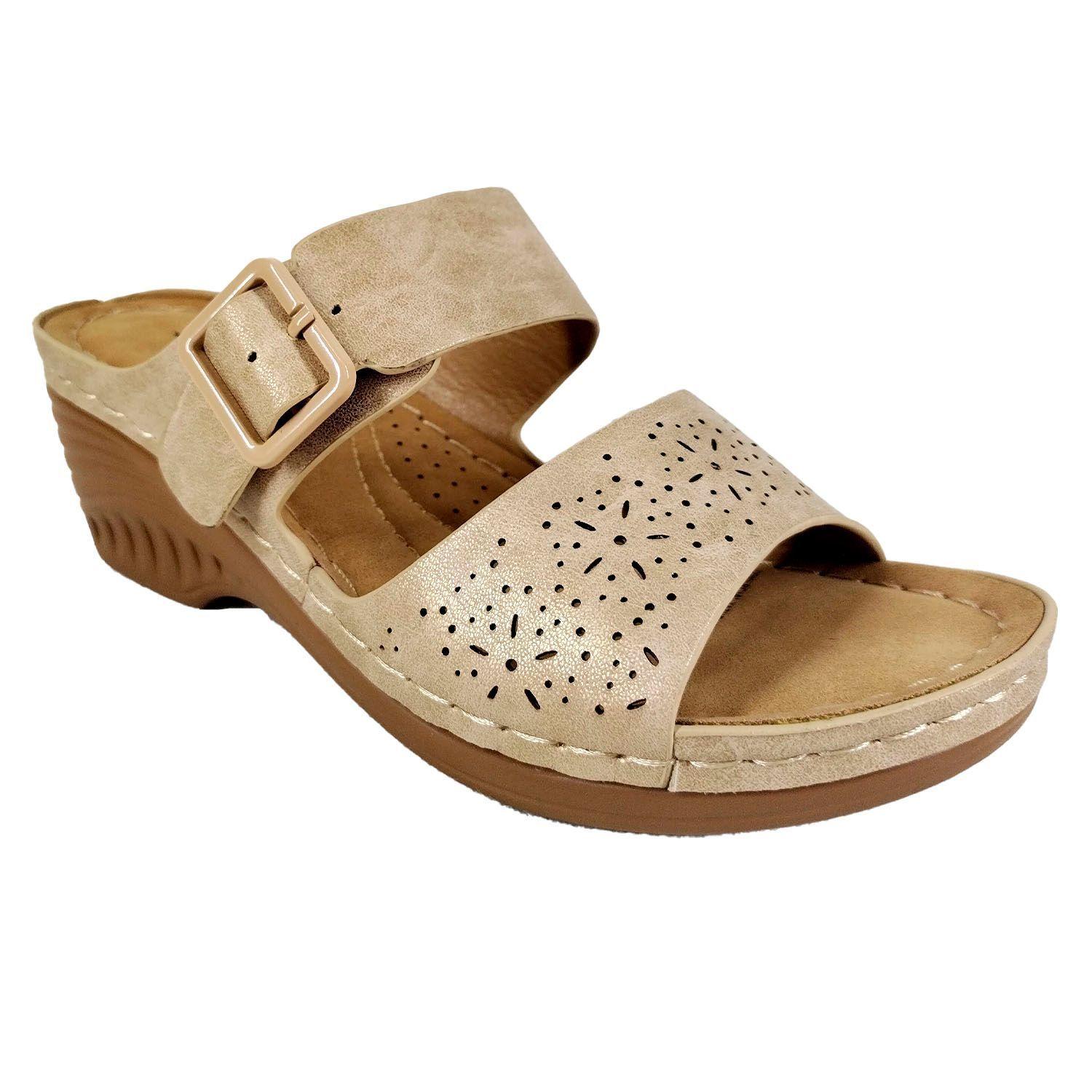 Sandalias Con Taco Medio De Mujer 22-4 Beige-2