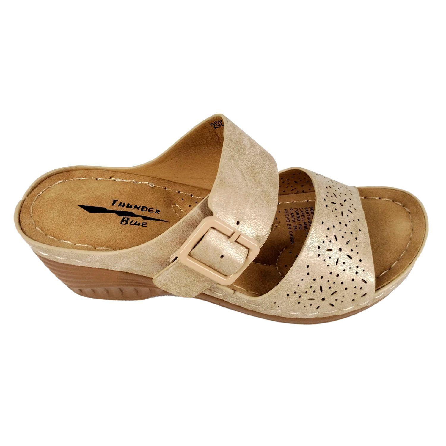 Sandalias Con Taco Medio De Mujer 22-4 Beige-1