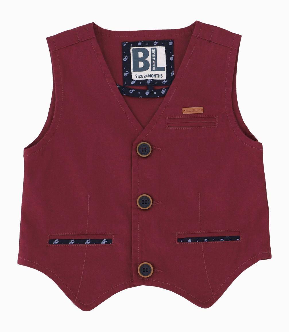 Chaqueta Bebé Tres botones Black and Blue Burdeo-0