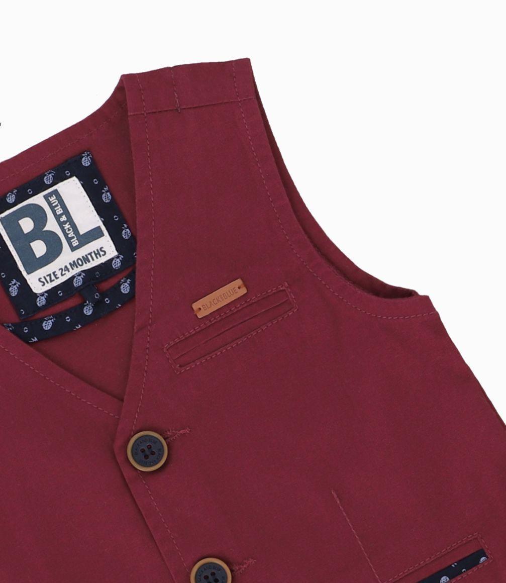 Chaqueta Bebé Tres botones Black and Blue Burdeo-1