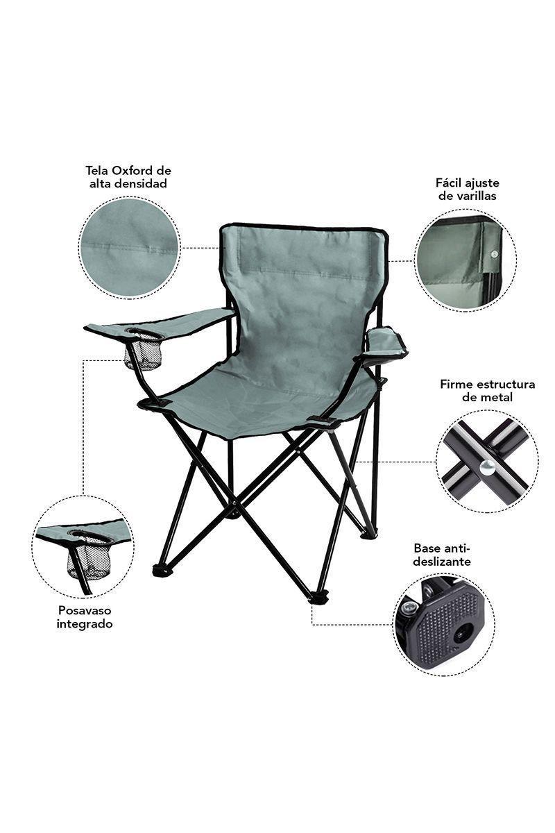 Silla Camping con Apoyabrazos Gris-3