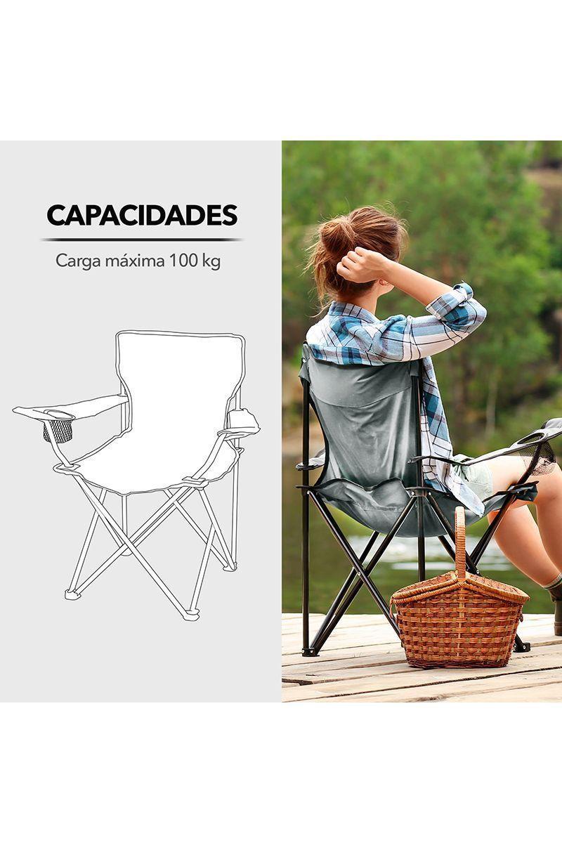 Silla Camping con Apoyabrazos Gris-4