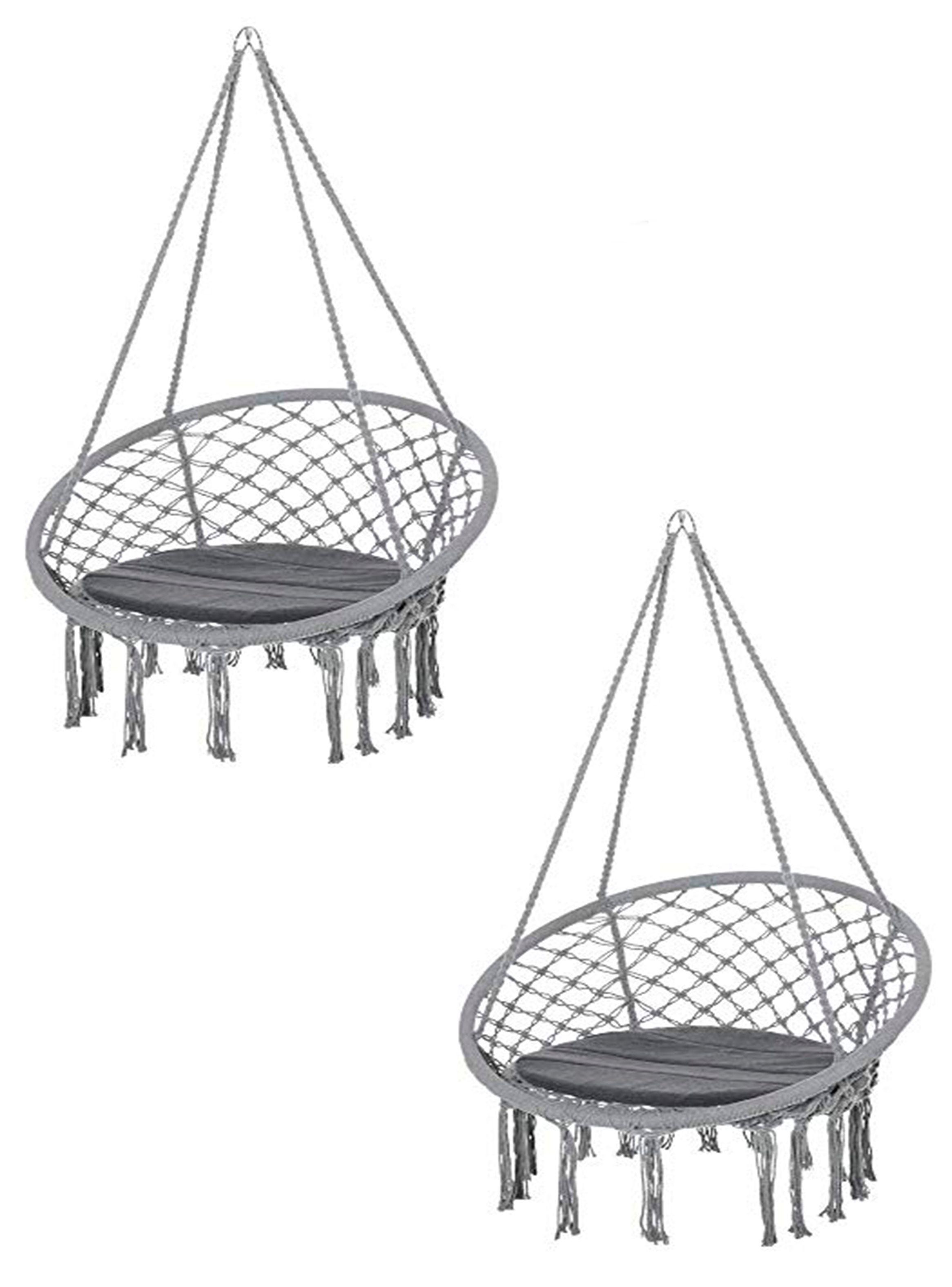 pack 2 sillas columpio hamaca colgante redonda gris -0