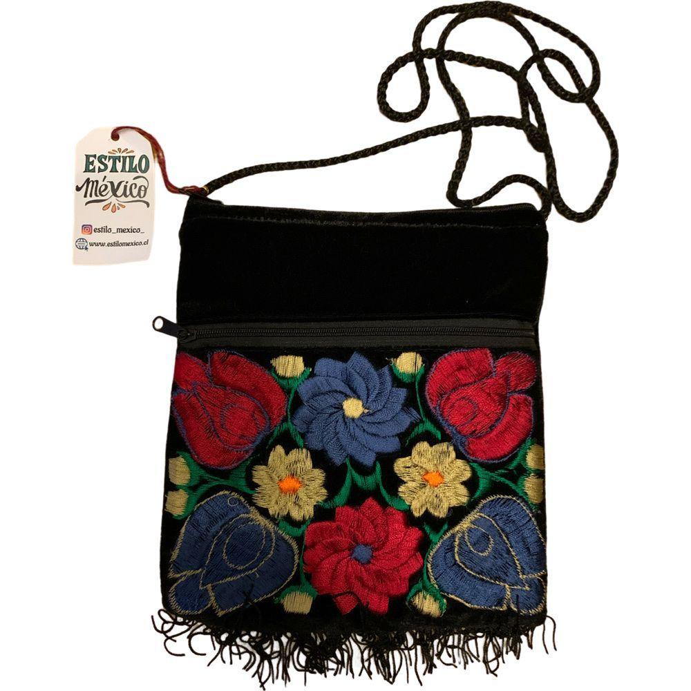 Cartera pequeña de terciopelo bordada-0