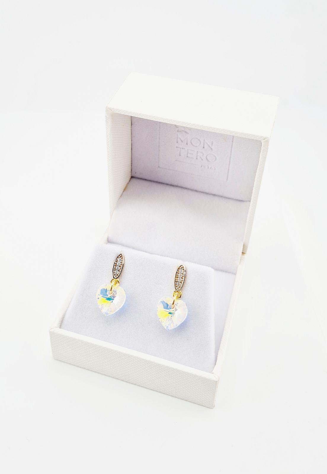 Aros Romance Gold Cristales Genuinos Aurora Boreal-2