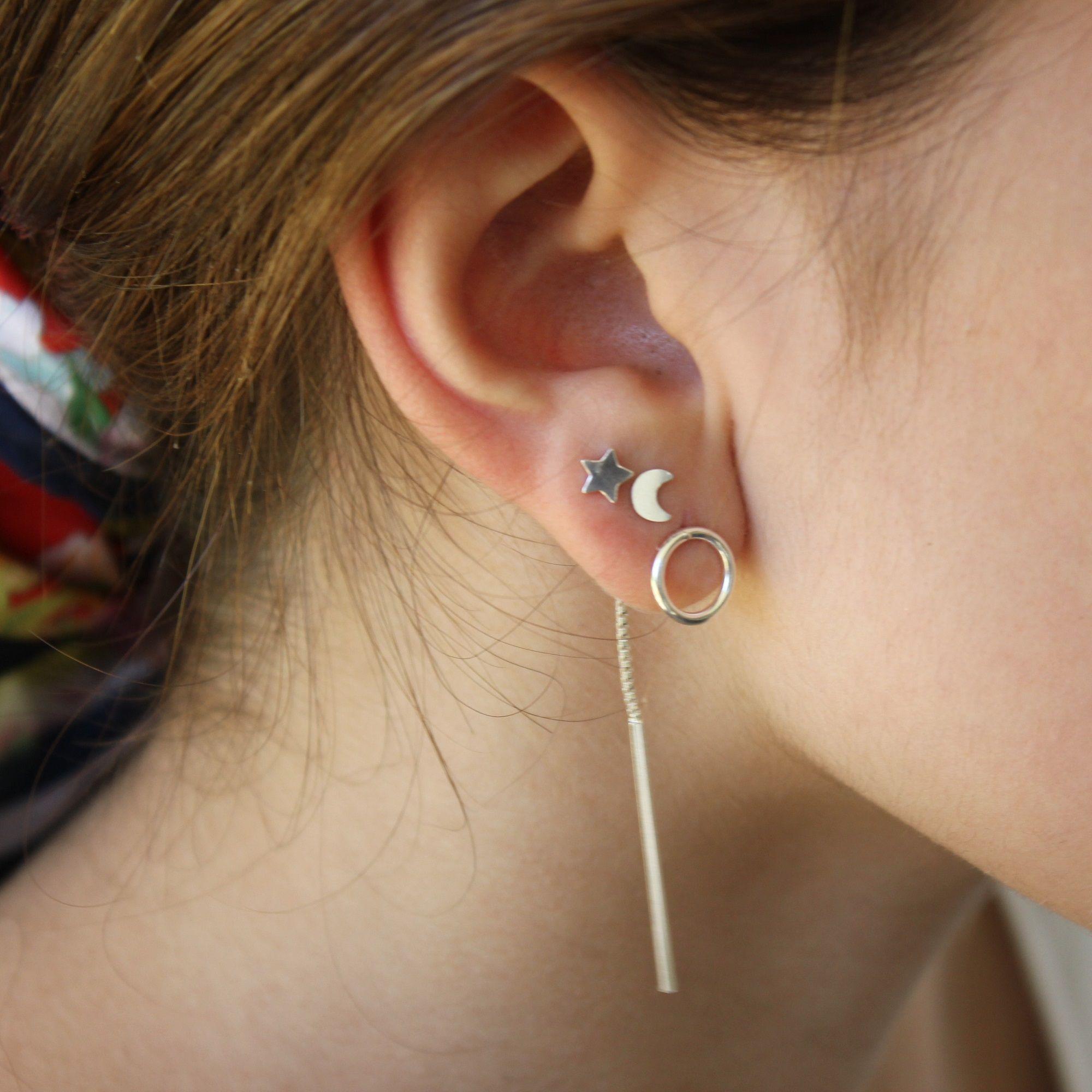 Aros Cadena y Pasador con Tornillo Plata Philippa Joyas-1