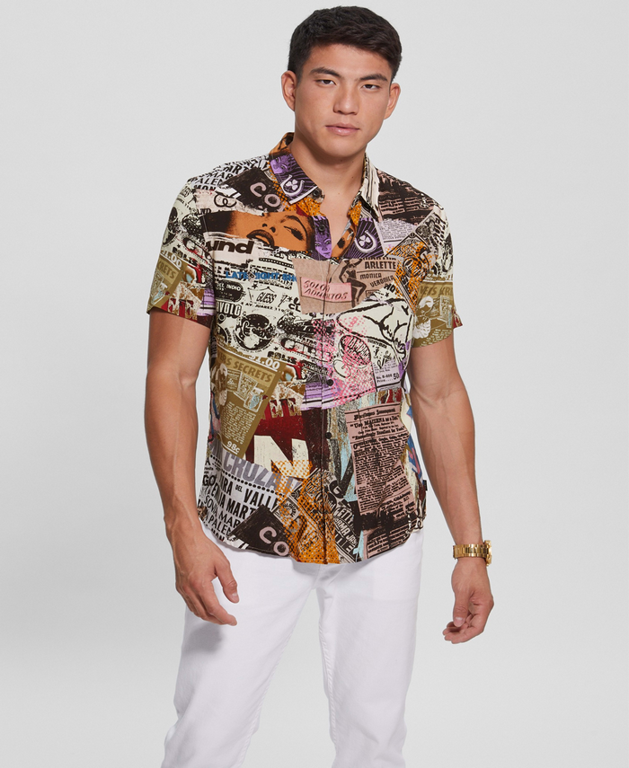 Camisa Guess Ss Eco Rayon Collage P06R MULTICOLOR-1
