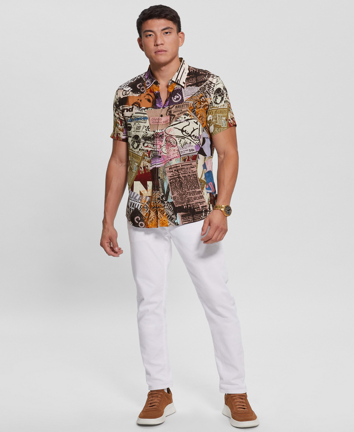 Camisa Guess Ss Eco Rayon Collage P06R MULTICOLOR-0