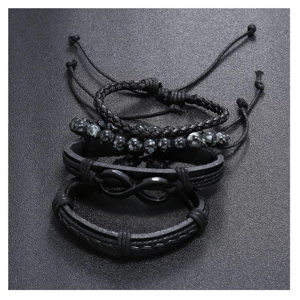 Pack pulsera cuero negro-2