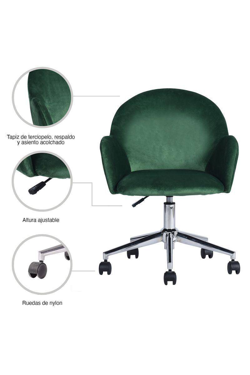 Silla Chiozza Oficina Terciopelo Verde-4