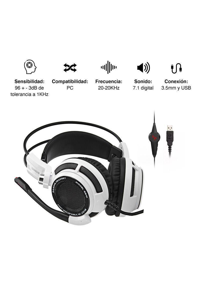 Audífonos Gamer Led G941 7.1 con Micrófono Blanco-2