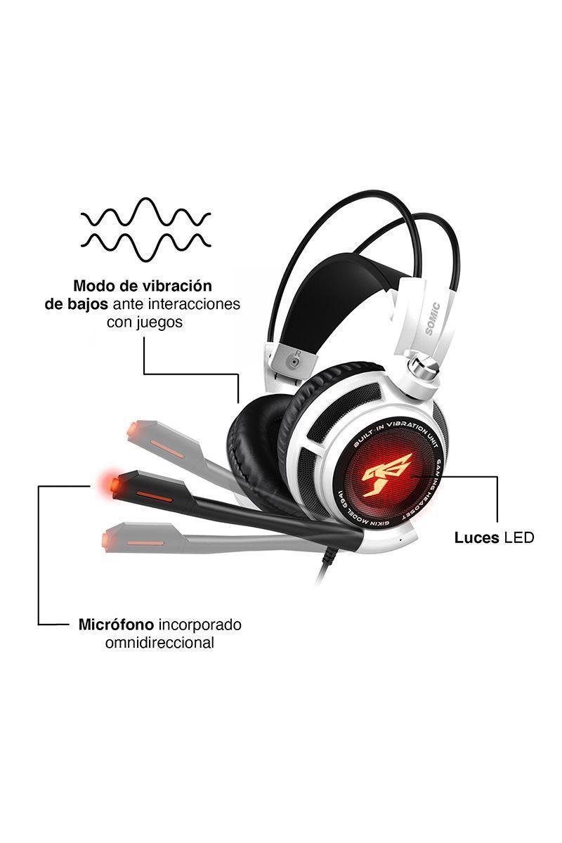 Audífonos Gamer Led G941 7.1 con Micrófono Blanco-3