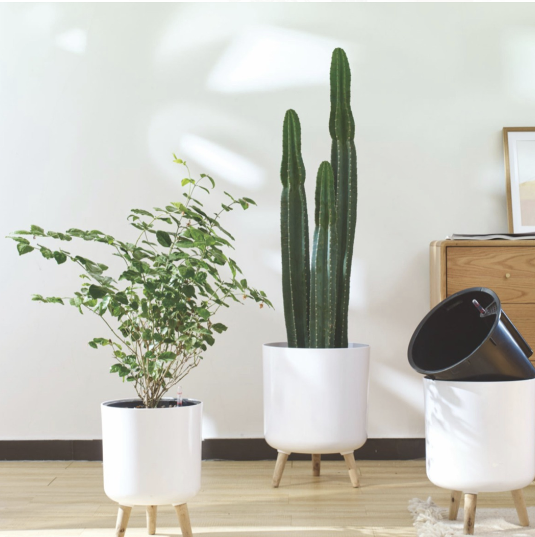 Macetero Autorregante Estilo Nórdico 27cm Blanco-2