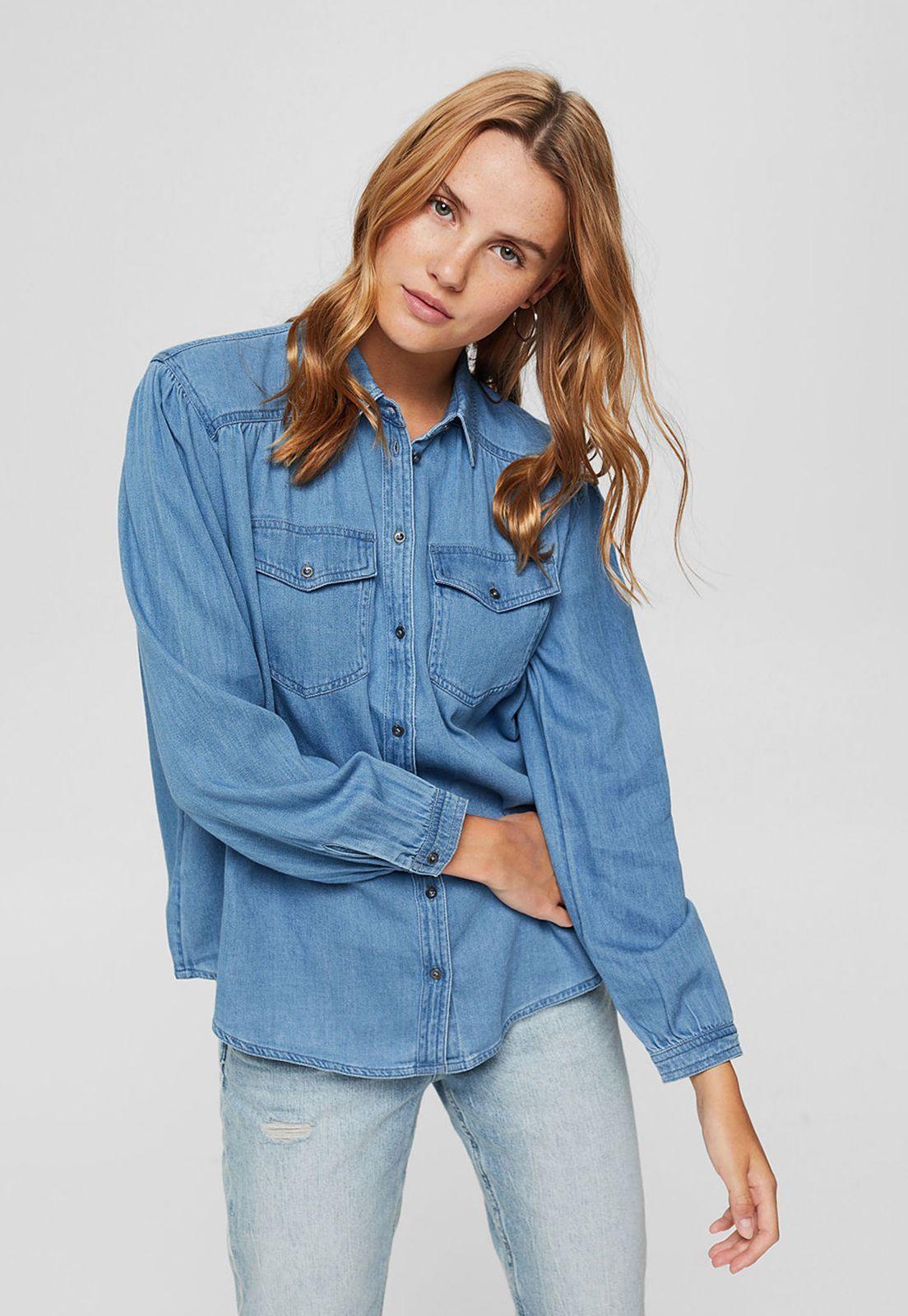 Blusa Denim Manga Larga Esprit-0